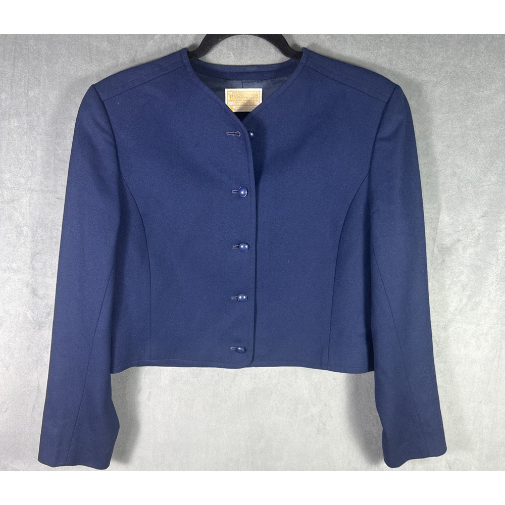 Vintage Pendleton Women’s Blue Virgin Wool Suit Button Blazer Jacket‎ Size 12